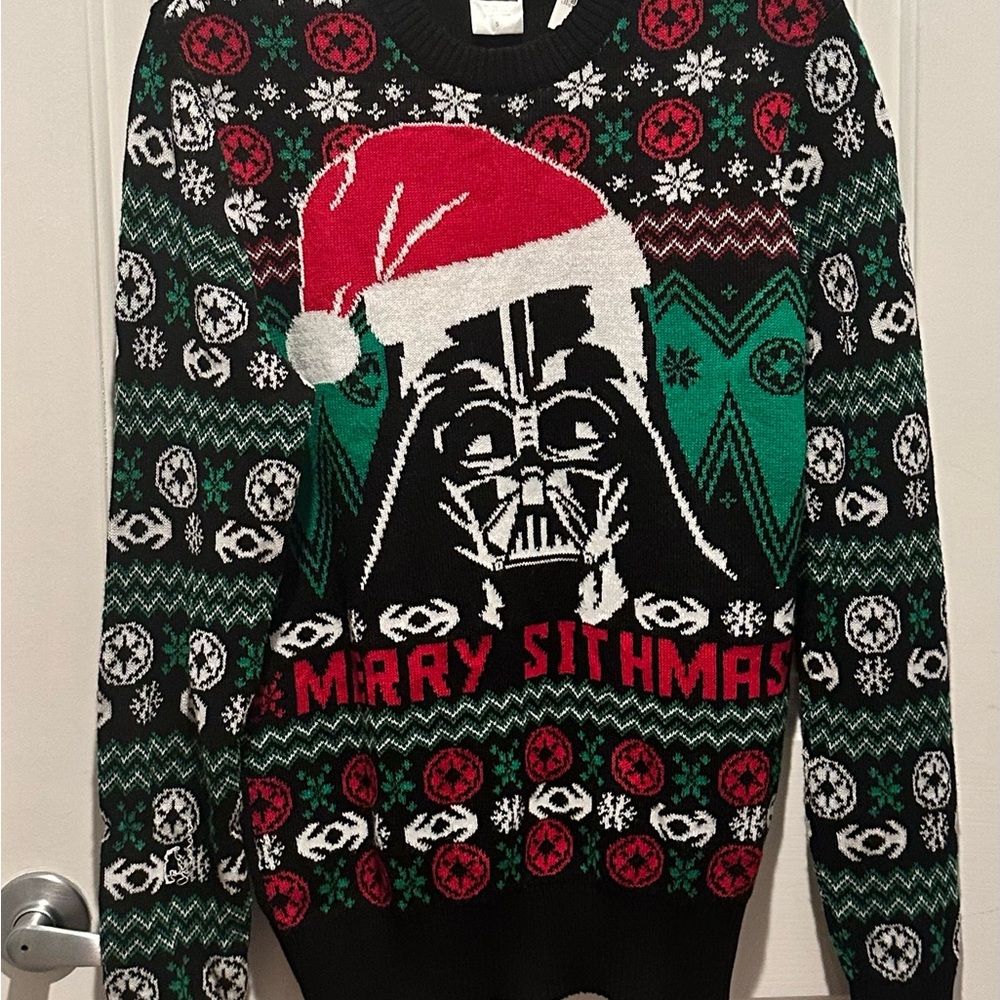 Star Wars Darth Vader Holiday Sweater - Black, Red, Green,NWT Size Small